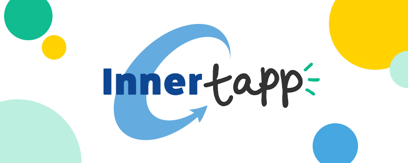 An bright coloured logo of InnerTapp combining green and yellow and the blues of TeacherTapp and Innerdrives brand colours.